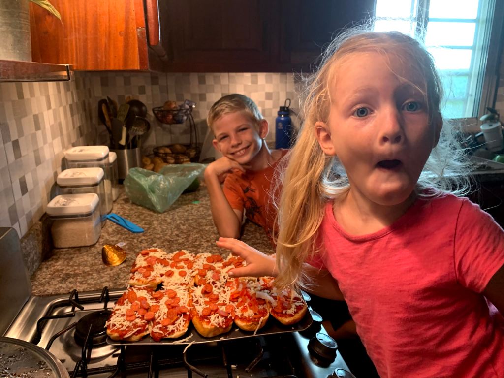 Two silly dinner helpers