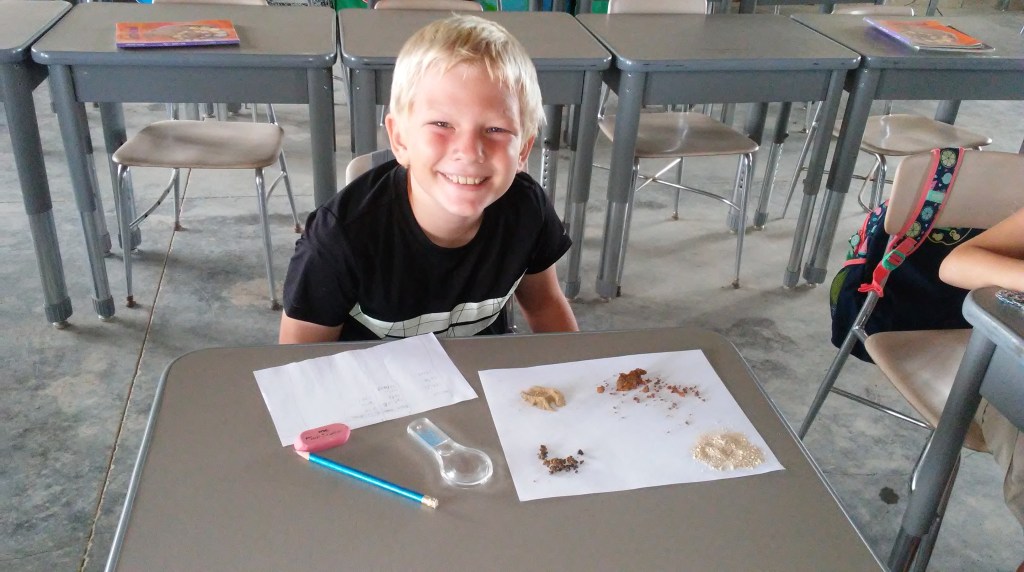 MK school continues. Susan sent me this sweet picture of Leyton classifying soils!
